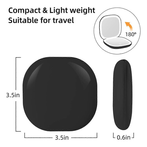 Espelho de Maquiagem de Bolso com Aumento e Luz LED, 3,5 Polegadas, Ampliação de 10x, Dupla Face, Recarregável 2