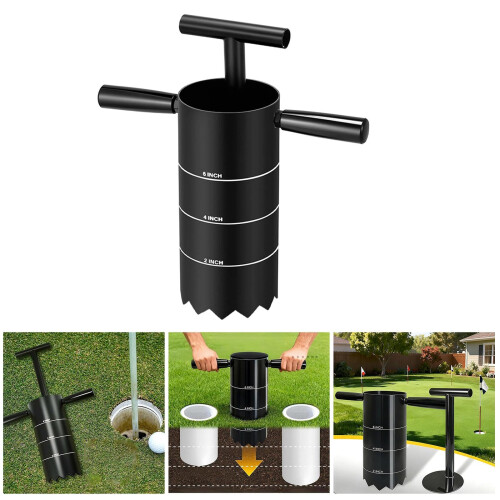 Turf Plugger Lawn Core Aerator Tool with Ergonomic Grip, Detachable Handle and Depth Markings 1