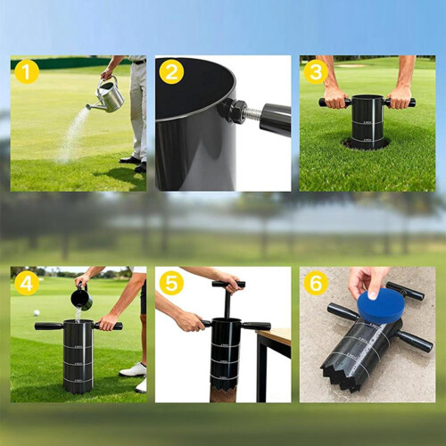 Turf Plugger Lawn Core Aerator Tool with Ergonomic Grip, Detachable Handle and Depth Markings 2