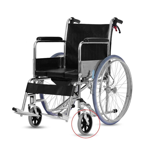 7 Inch Wheelchair Front Wheels, Replacement Caster Wheels with Grey PVC Solid Tyre, Quiet Smooth Rolling 360 Swivel 1