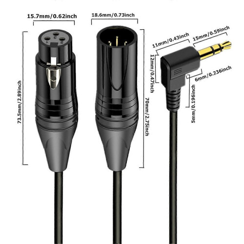 Cabo XLR de 3,5 mm para XLR macho, cabo de áudio auxiliar compatível com microfone, mesa de som, caixas de som e amplificadores. 2