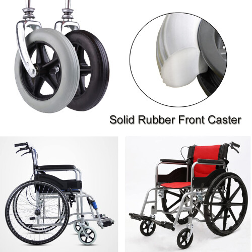 Wheelchair Front Wheels 7 Inch Solid Rubber Caster with Forks, AntiSlip WearResistant Design, Easy Install 2