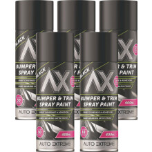 5 x 400ML Black Bumper &Trim Tough Finish Spray Paint Restorer Car Van