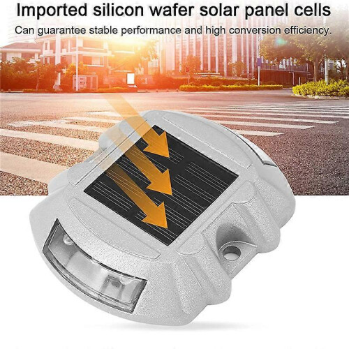 Reusable Solar Road, 2Pcs 6 LED Stud Lights Ground Garden Lawn Path Deck Dock White Warning Lights(2 2
