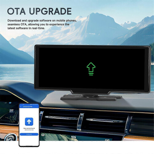 Tela CarPlay sem fio compatível com carro, sistema de áudio portátil para carro de 10,26 polegadas com câmera de ré, FM/GPS/AUX/espelho. 1