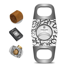 Double Blade Stainless Steel Cigar Cutter Black, Precise Clean Cut, Ergonomic Grip, Gift for Men
