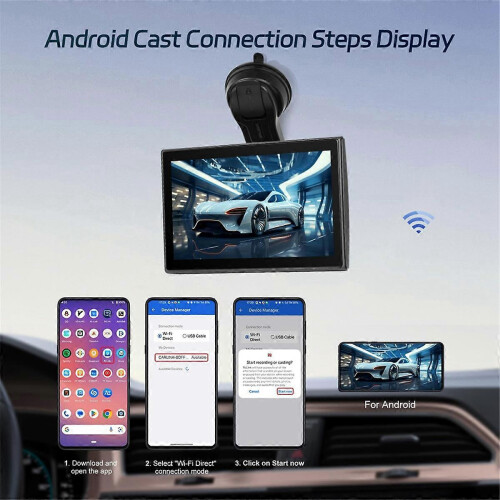Tela CarPlay sem fio, estéreo automotivo HD de 7 polegadas com CarPlay e Android Auto, tela vertical e horizontal, M 2