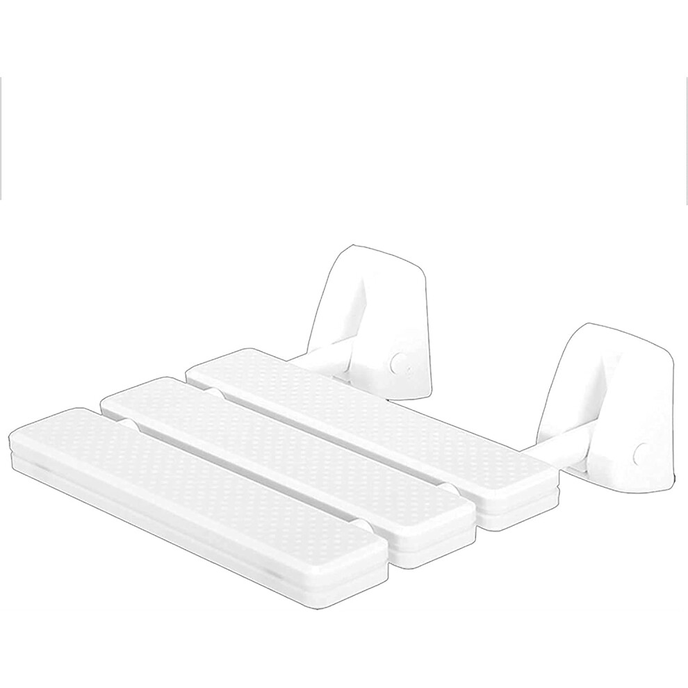 White Wall Mounted Folding Shower Seat For Elderly, Nonslip 150Kg Load Capacity, Spacesaving Design