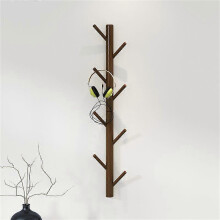 Dww-Wall-Mounted Wooden Coat Rack, 8 Hooks, Solid Wood Coat Rack, Tree Branch Shape for Hanging Coats, Hats, Bags, Towels