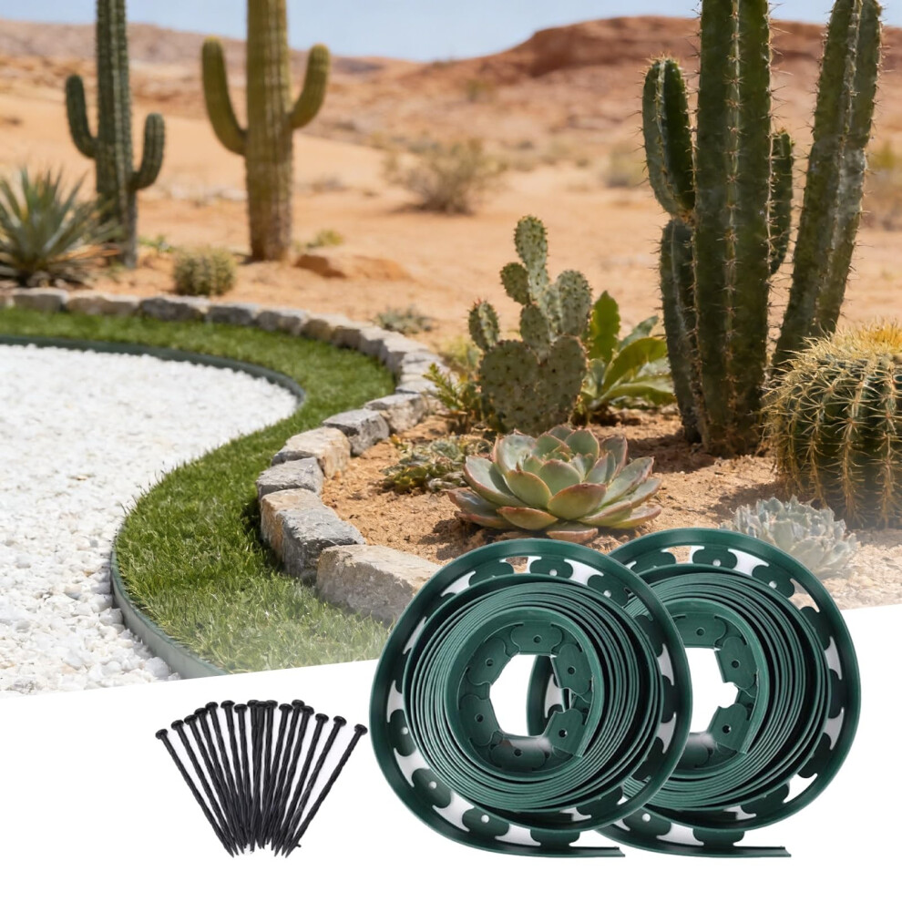 65Ft Plastic Garden Edging Kit With 60 Spikes, Flexible Landscape Border For Flower Beds And Lawn 9073542947226