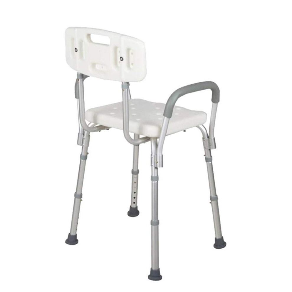 Adjustable Shower Chair with Backrest and Padded Armrests, NonSlip Bath Stool for Elderly and Disabled