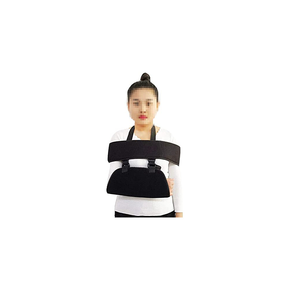 Black Adjustable Arm Sling Shoulder Immobilizer Brace For Post Surgery Recovery With Breathable Ergonomic Support
