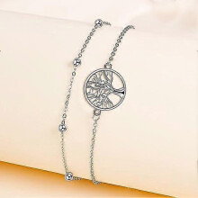 Dww-1 x 25cm Women's Bracelet Tree of Life 925 Sterling Silver Zirconia Adjustable Bracelet Gift for Women
