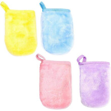 Soft Microfiber Washcloths, Set of 4, High Water Absorption, for Bathing, Makeup Removal, Face Washing, Children's Microfiber Washcloth (9 x 13 cm)