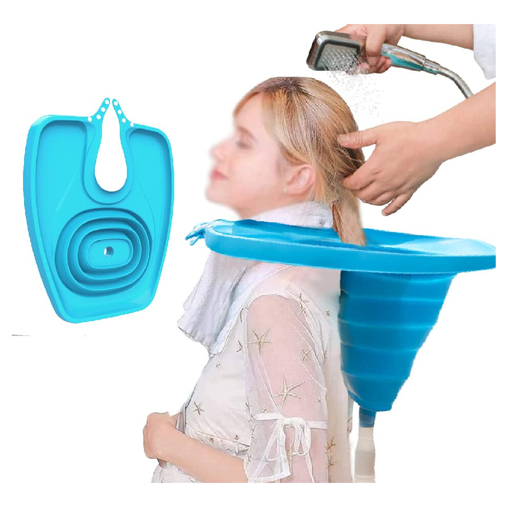 Portable Hair Washing Basin with Drain Hose, Foldable Shampoo Sink for Bedridden, Elderly and Home Use