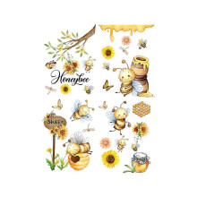 Adhesive version Decorative self-adhesive film for home windows, living room, cute bee design