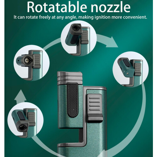 Butane Torch Lighter Black Refillable Windproof Blue Flame with 360 Ignition and Adjustable Flame Control 2