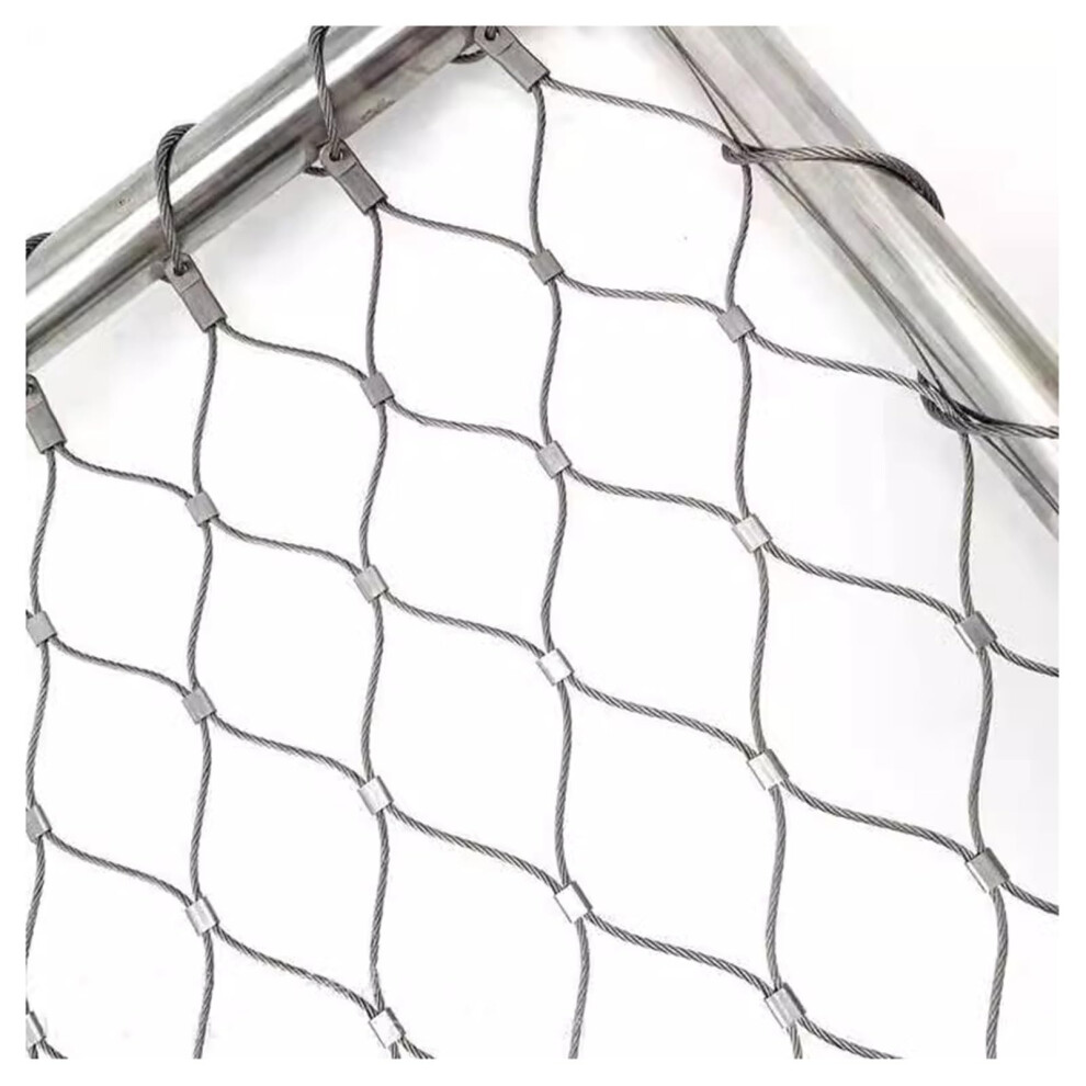 304 Stainless Steel Rope Mesh Tensile Flexible Wire Rope Fence Mesh Antifall Safety Net For Garden Balcony Animal Enclosure 1.2X1m 9351714426480