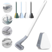 (Blue) Silicone Toilet Brush And Holder Toilet Bowl Buddy Brush Cleaning Brush Non-slip Bathroom Toilet
