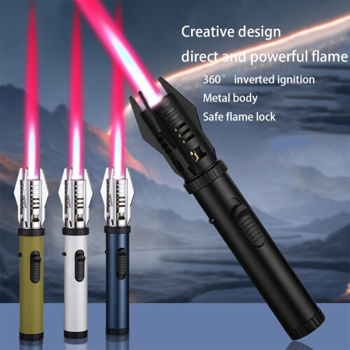 Butane Torch Lighter Pink Windproof Jet Flame Refillable with Adjustable Flame for Camping BBQ Kitchen 1