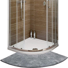 Curved Shower Mat 45x100cm Non Slip Microfiber Rug for Quadrant Shower Cubicle Soft Curved Fit Design