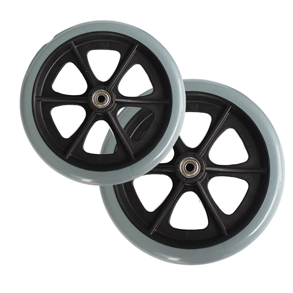2 Pcs 8 Inch Wheelchair Front Caster Replacement Wheels, Durable NonâSlip PVC Tires with 5/16 Inch Bearing for Rollators and Walkers