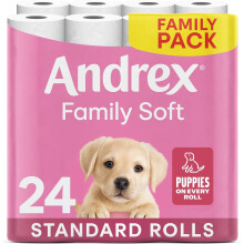 Andrex Family Soft Toilet Roll - 24 Toilet Rolls, 2-Ply, Bulk Buy, Fragrance Free, FSC Certified