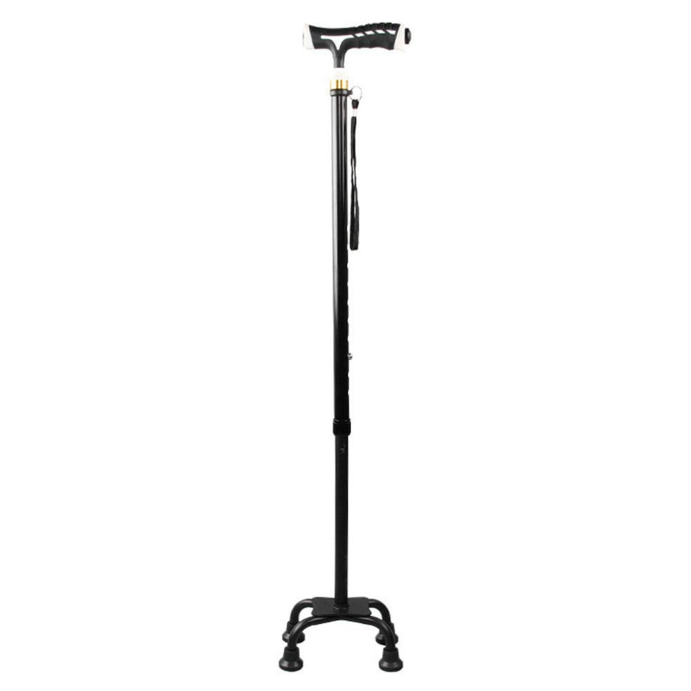 Lightweight Adjustable Walking Cane for Seniors with FourPoint Stable Base and Ergonomic NonSlip Grip