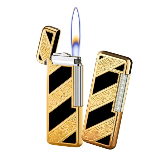 Adjustable Flame Butane Torch Lighter Windproof Refillable Retro Design for Camping Outdoor Use Style D