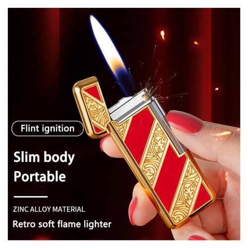Adjustable Flame Butane Torch Lighter Windproof Refillable Retro Design for Camping Outdoor Use Style D 1