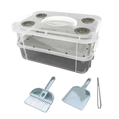 (Fine Net)Mealworms Breeding Box Corn Worm Rearing Box Large Capacity Transparent Reusable