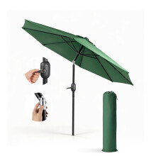 KEPLIN 2.3m Tilting Parasol Umbrella with Crank & Tilt, Steel Frame Sun Shade with Cover, 180g UV-Resistant Polyester, Green