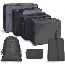 (black) 7pcs Travel Organizer Bags, Luggage Suitcases Packing Bags With Shoes Storage Bags