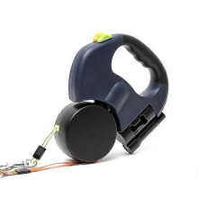 (Blue) Illuminated Double Retractable Leash for Two Dogs, 360 Anti-Tangle Swivel Strap