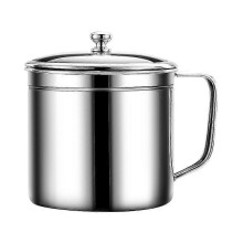 Stainless Steel Oil Strainer Pot Grease Can, Reuse Oil Storage Can Container with Removable Filter,1300ml