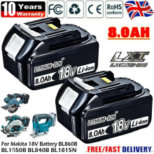 2 Pack 18V 8.0Ah Li Ion Replacement Battery for Makita LXT BL1830 BL1850 BL1860 Cordless Power Tools