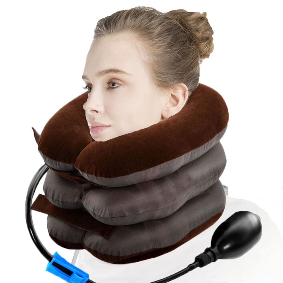 Adjustable Inflatable Neck Traction Device for Pain Relief, ThreeLayer Cervical Collar for Spine Alignment