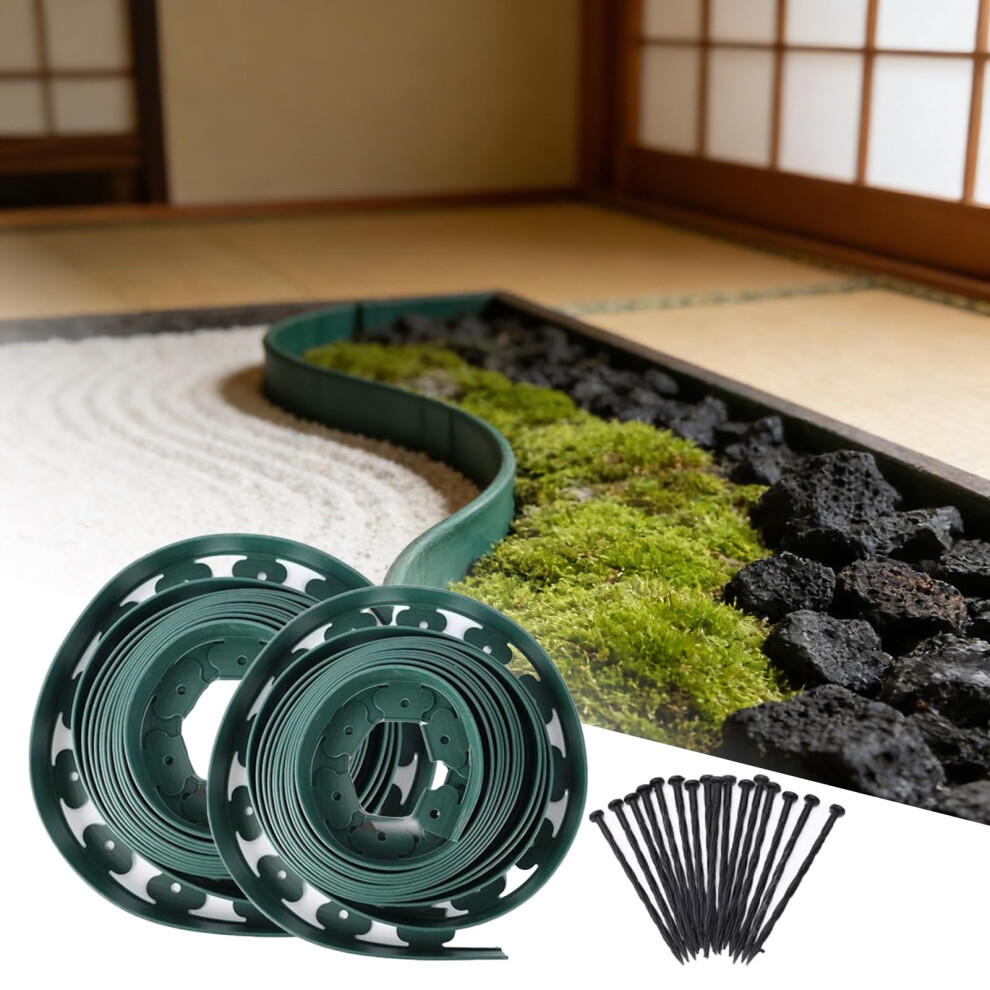 Flexible Garden Edging Kit 65Ft LâShaped NoâDig Landscape Border With Interlocking Edge And 60 Anchor Nails 9771547800668
