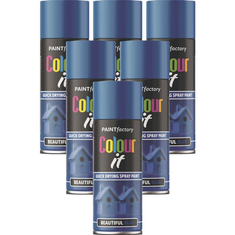 Rapide 6 X 400Ml Beautiful Gloss Spray For Car Van Bike Aerosol Paint Blue
