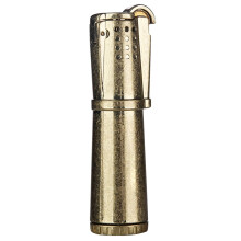 Vintage Brass Kerosene Refillable Windproof Soft Flame Lighter with Antique Grinding Wheel for Camping Candle Use (Brass)