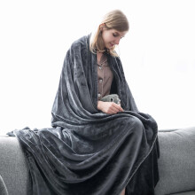 (Double, Grey) Faux Fur Fleece Blanket Sofa Throw Soft Warm Bed Mink Single Double King &amp; Super King