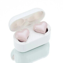(Pink) Heart-Shaped Bluetooth Wireless Earbuds, In-Ear Earphones for Girls Women Gift, for All iPhone Android