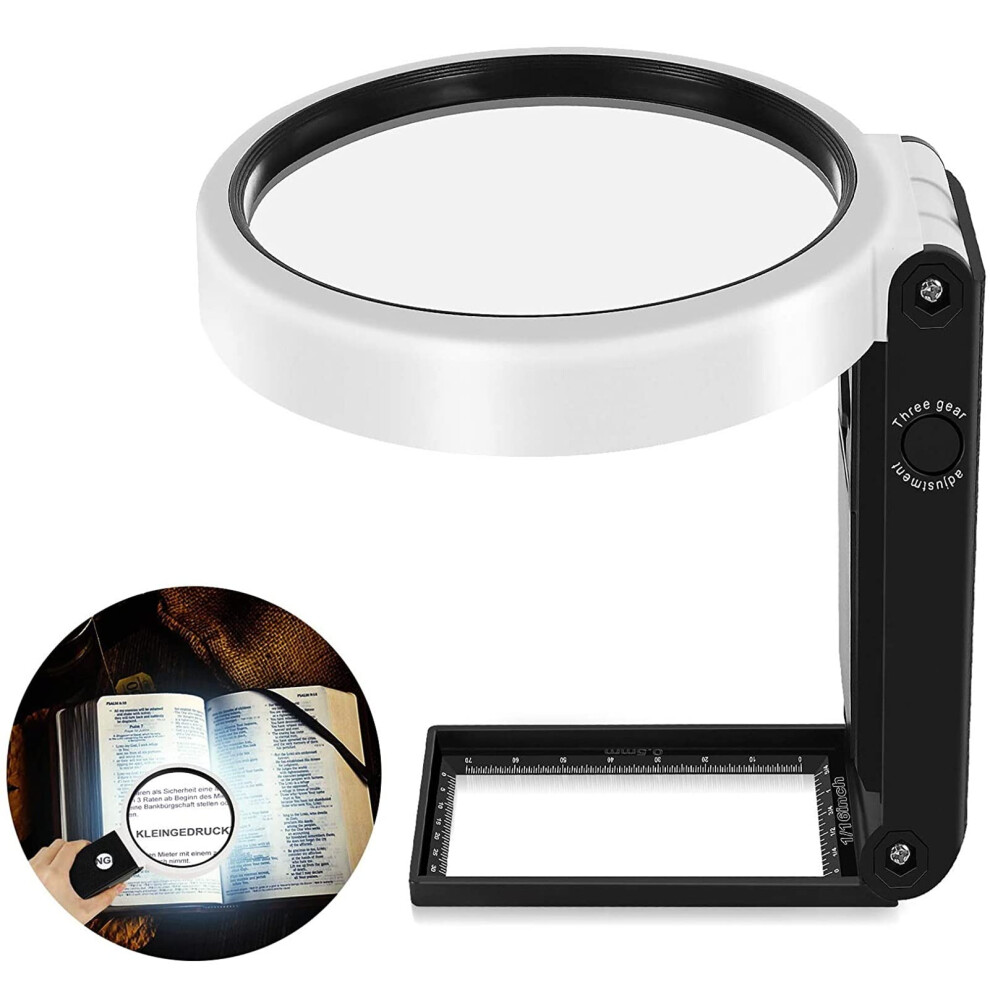 Light Magnifying Glass With And Stand, Dual Magnification, Led Rechargeable Hands Magnifier For Reading And Low Vision Seniors