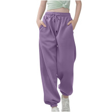 Boys Girls Sweatpants Baggy High Waist Bottom-Purple 13Years