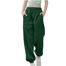 Boys Girls Sweatpants Baggy High Waist Bottom-dark green 9Years
