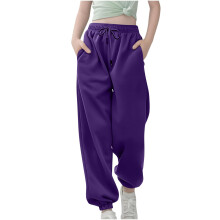 Boys Girls Sweatpants Baggy High Waist Bottom-Purple 7Years