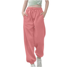 Boys Girls Sweatpants Baggy High Waist Bottom-Pink 11Years