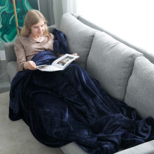 (king, Navy) Faux Fur Fleece Blanket Sofa Throw Soft Warm Bed Mink Single Double King &amp; Super King