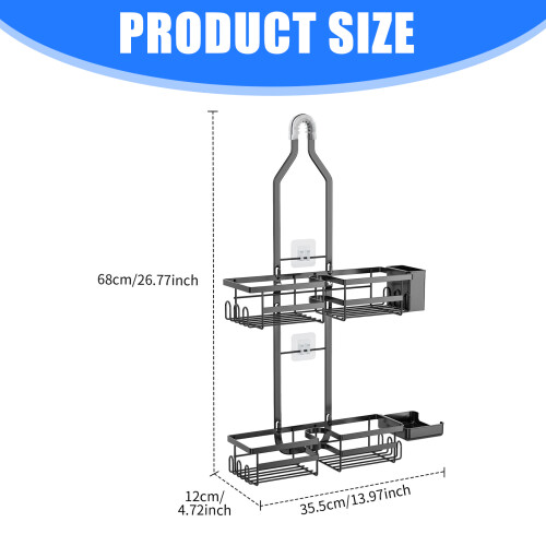 Adhesive Bathroom Shelf Rusts Resistant Bath Shower Racks for 2