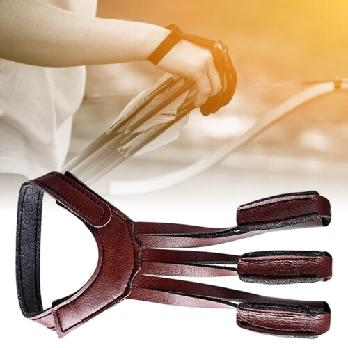 Quick Releasing Adjustable Three Finger Toxophily Guard-brown 1